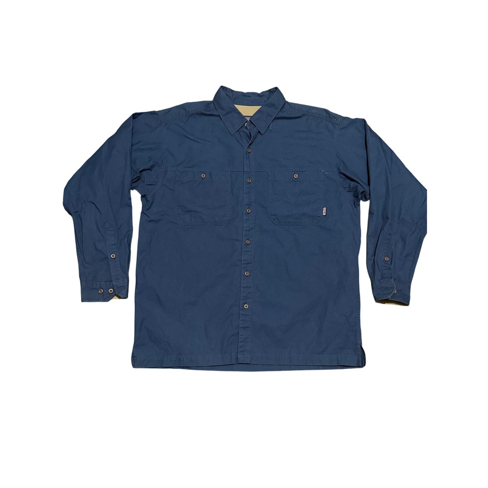 Patagonia Mens Organic Cotton Canvas Long Sleeve Button Down Shirt Navy Blue M